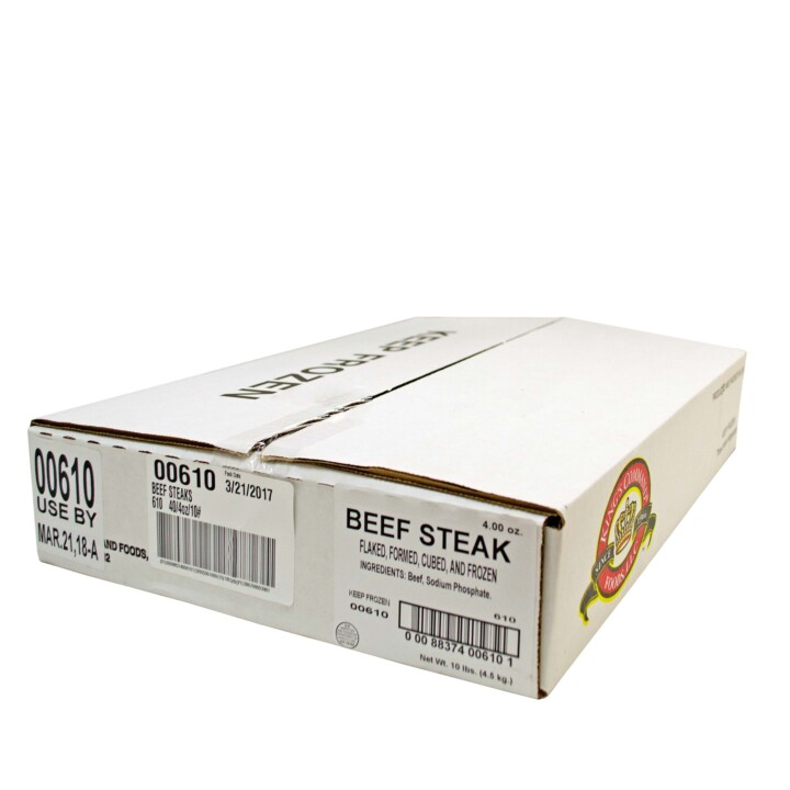 Raw Cubed Beef Steaks 40/4 Oz Bulk