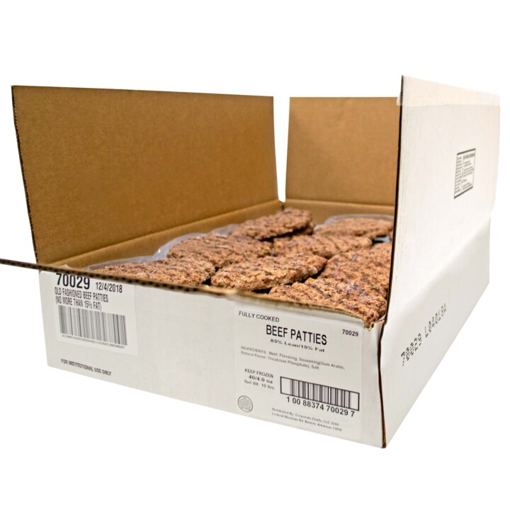 Kings Command Foods Fully Cooked Beef Patties 40/4 Oz Bulk