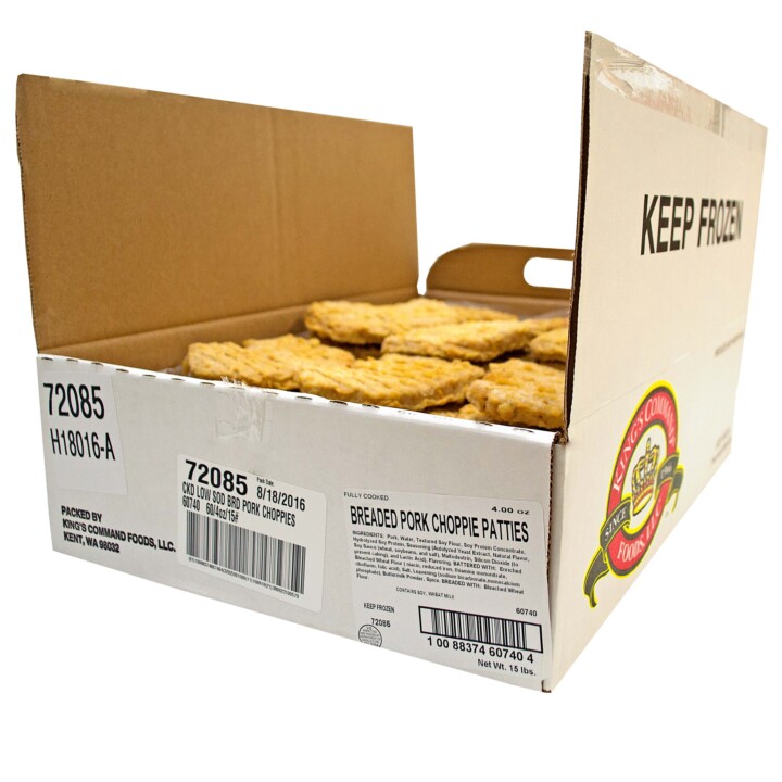 Kings Command Foods Fully Cooked Breaded Pork Choppie Patties 60/4 Oz Bulk