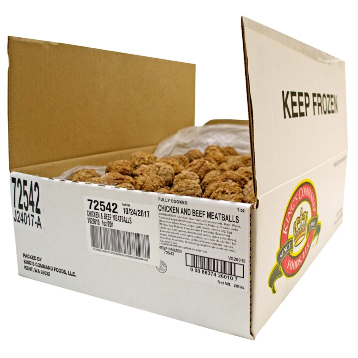 Kings Command Foods Fully Cooked Chicken And Beef Meatballs 320/1 Oz Bulk