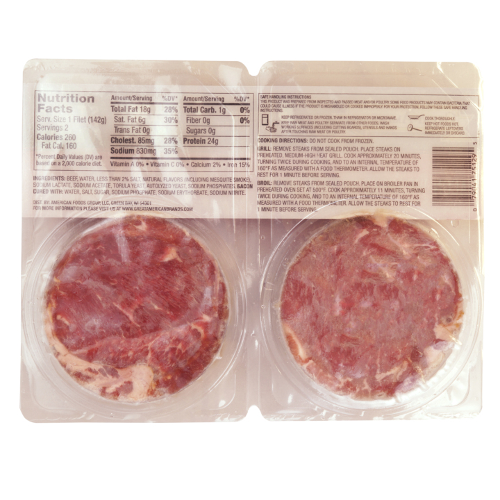 Great American Frozen Double Pack Bacon Wrapped Beef Filet 12/10 Oz