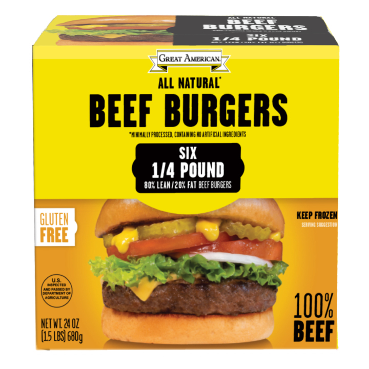 All Natural 80/20 Beef Burgers 12/1.5 Lb