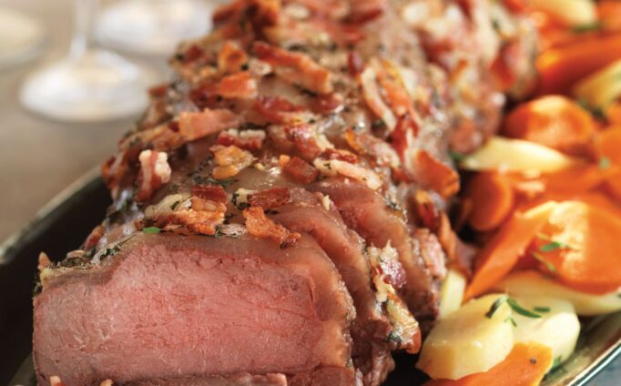 Bacon & Tarragon-Topped Beef Roast